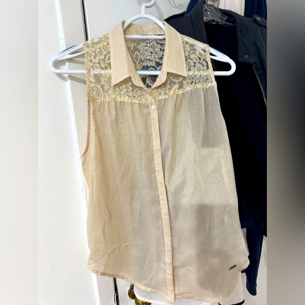 Abercrombie Gold Lace Tank Blouse